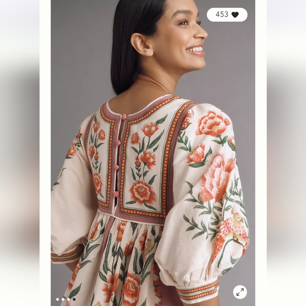 FARM Rio Blush and Coral Floral Embroidered Midi Dress - Picture 11 of 12
